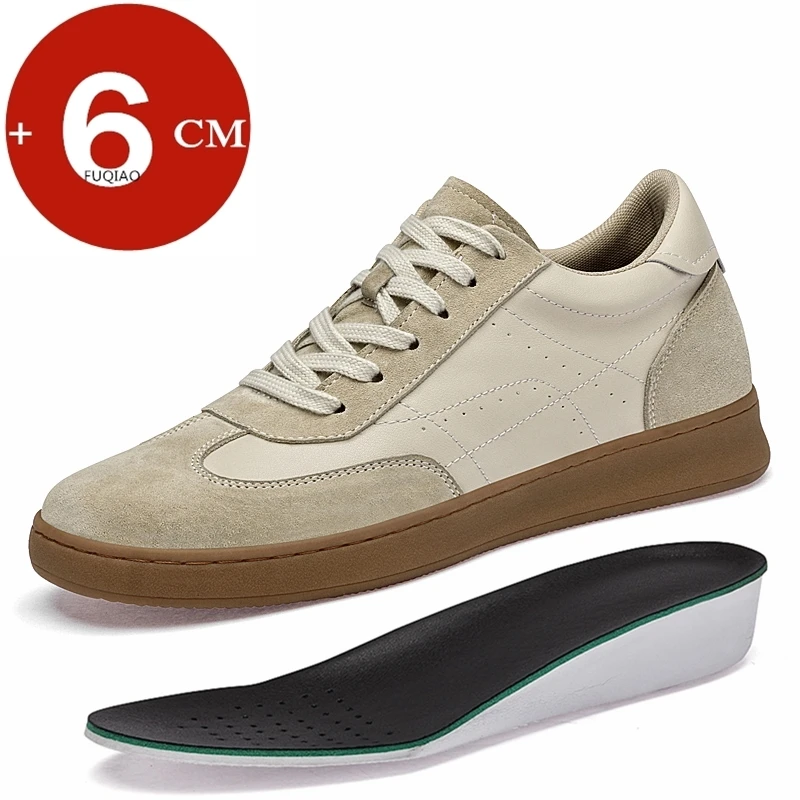 

Мужская обувь, увеличивающая рост 6 см, винтажные повседневные кроссовки унисекс из натуральной кожи, нескользящие удобные легкие туфли-лифты