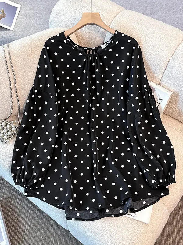 

SuperAen Oversize Design Dot Shirt for Women Spring and Summer 2026 New Office Lady Pullover Casual Tops