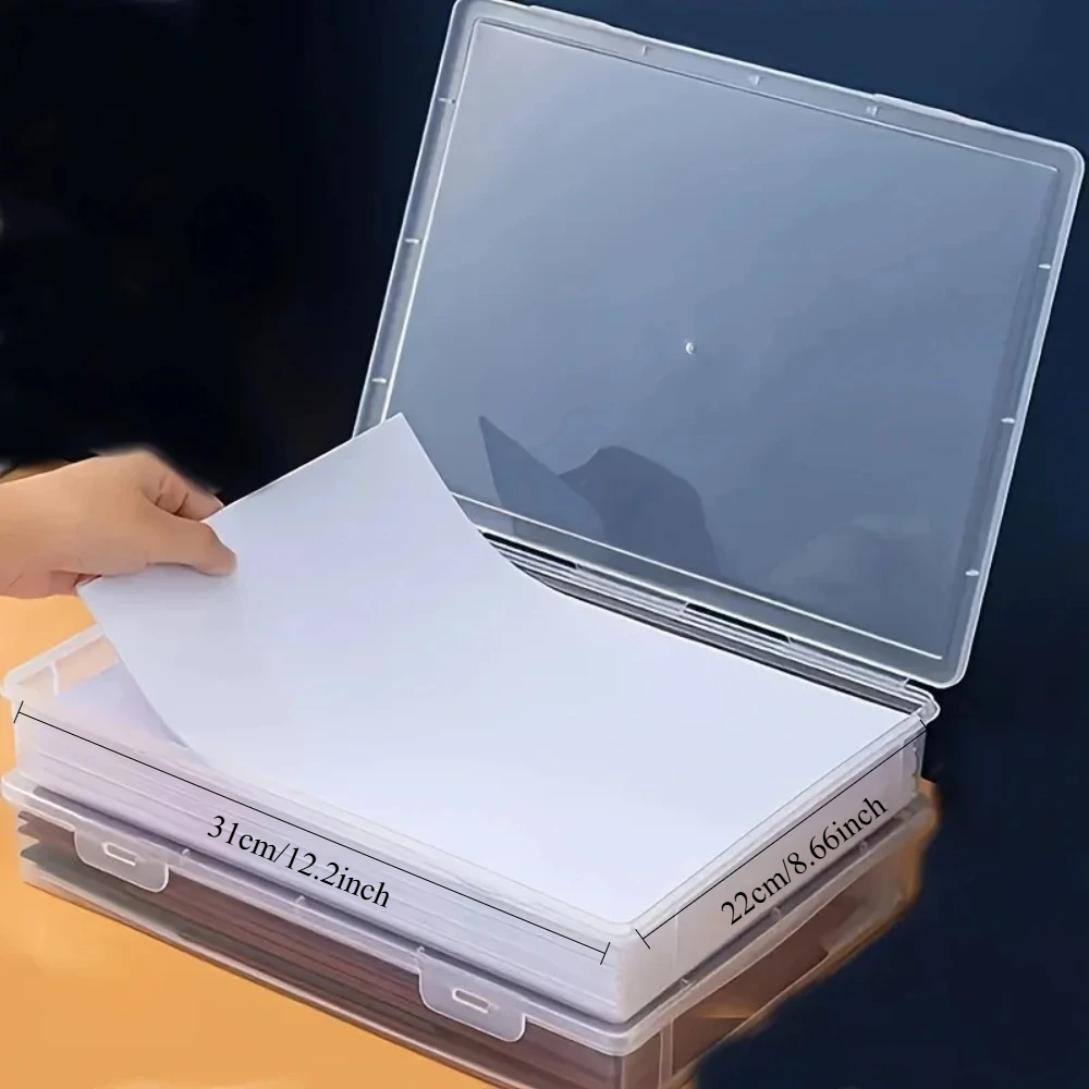 A4 Size Clear Plastic Storage Box with Flip Top Lid - ABS Material, Dustproof Desktop Organizer for Office Supplies image 6