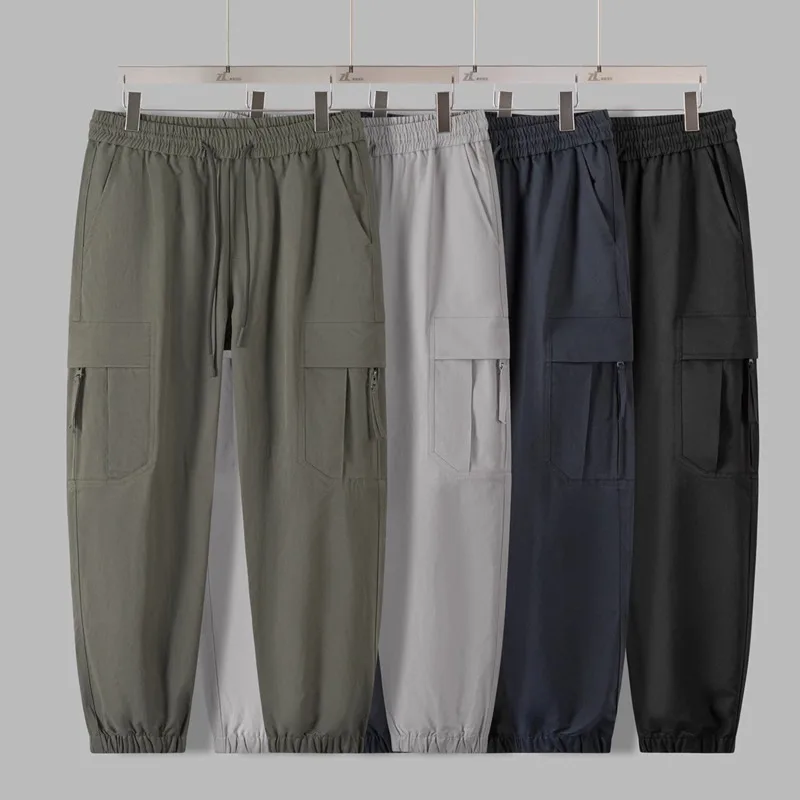 

Autumn Men's Sport Cargo Pants Trendy Windproof Loose Harem Joggers Pants With Elastic Cuffs Stain-Resistant Outdoor Trousers