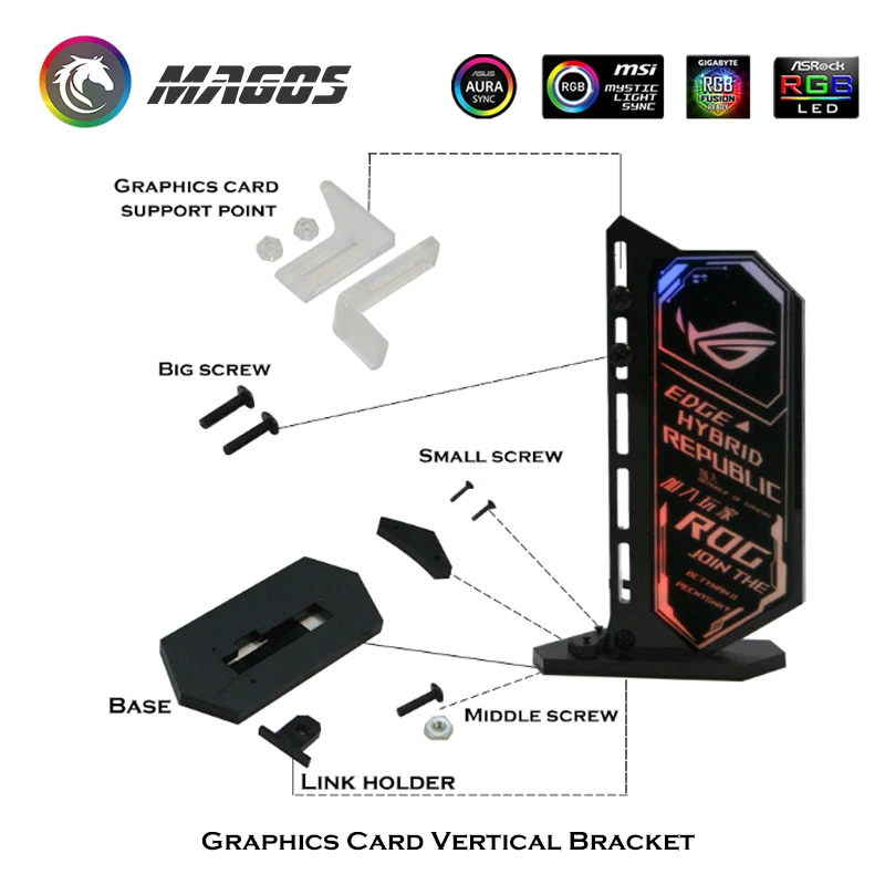 Customized Images Vertical Graphics Card Support VGA Holder GPU Bracket Stand PC Gamer DIY 12V RGB 5V ARGB Lighting