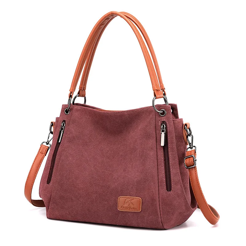 Bolsos de hombro simples con mochila cruzada de cuero, bolso de mano de viaje versátil de gran capacidad, bolsos de lona de moda para mujer, nuevo