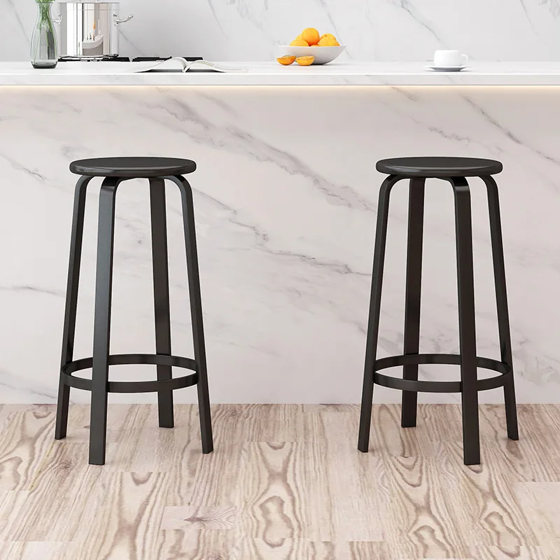 

Metal Tall Bar Stools with Round Seats - Minimalist Functional Seating for Kitchen Islands and Home Bars