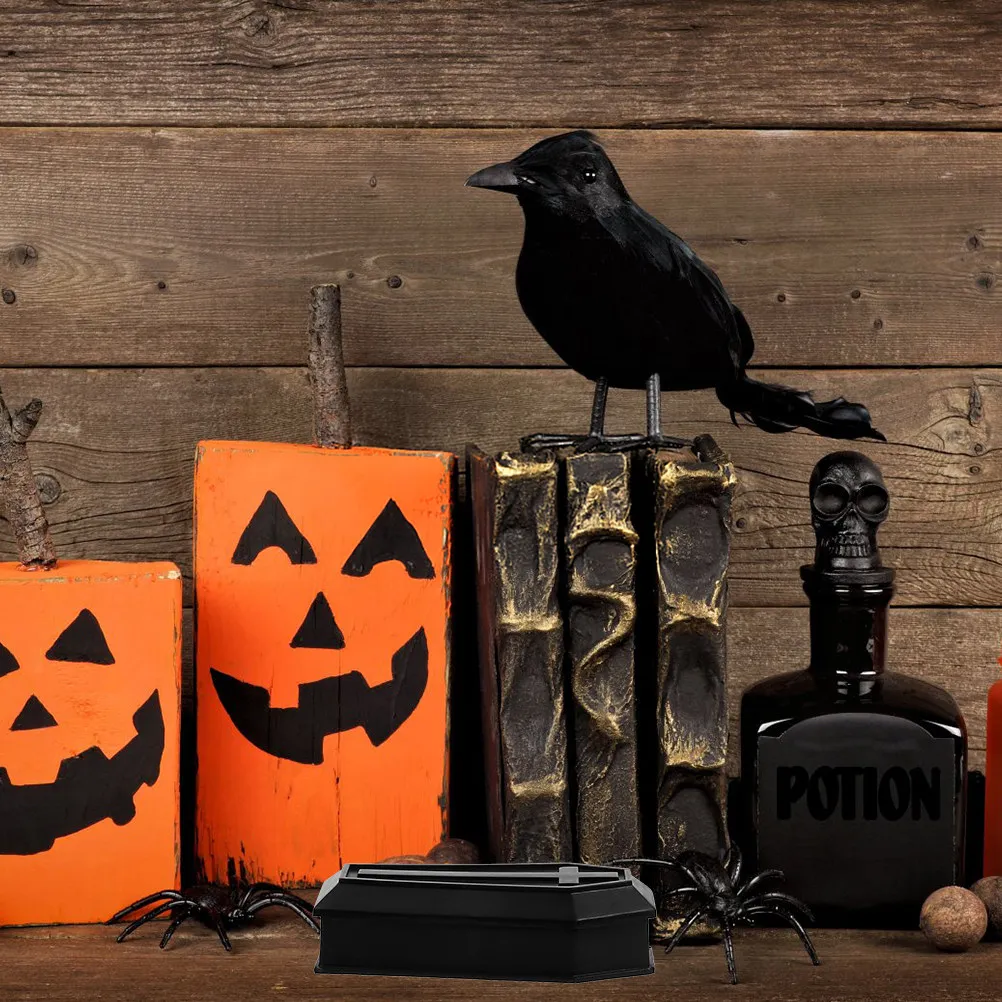 

2Pcs Black Coffin Boxes Lid Classic Chic Carnival Treat Candy Prank Prop Party Decoration Festival Ornament Coffin Box with Lid