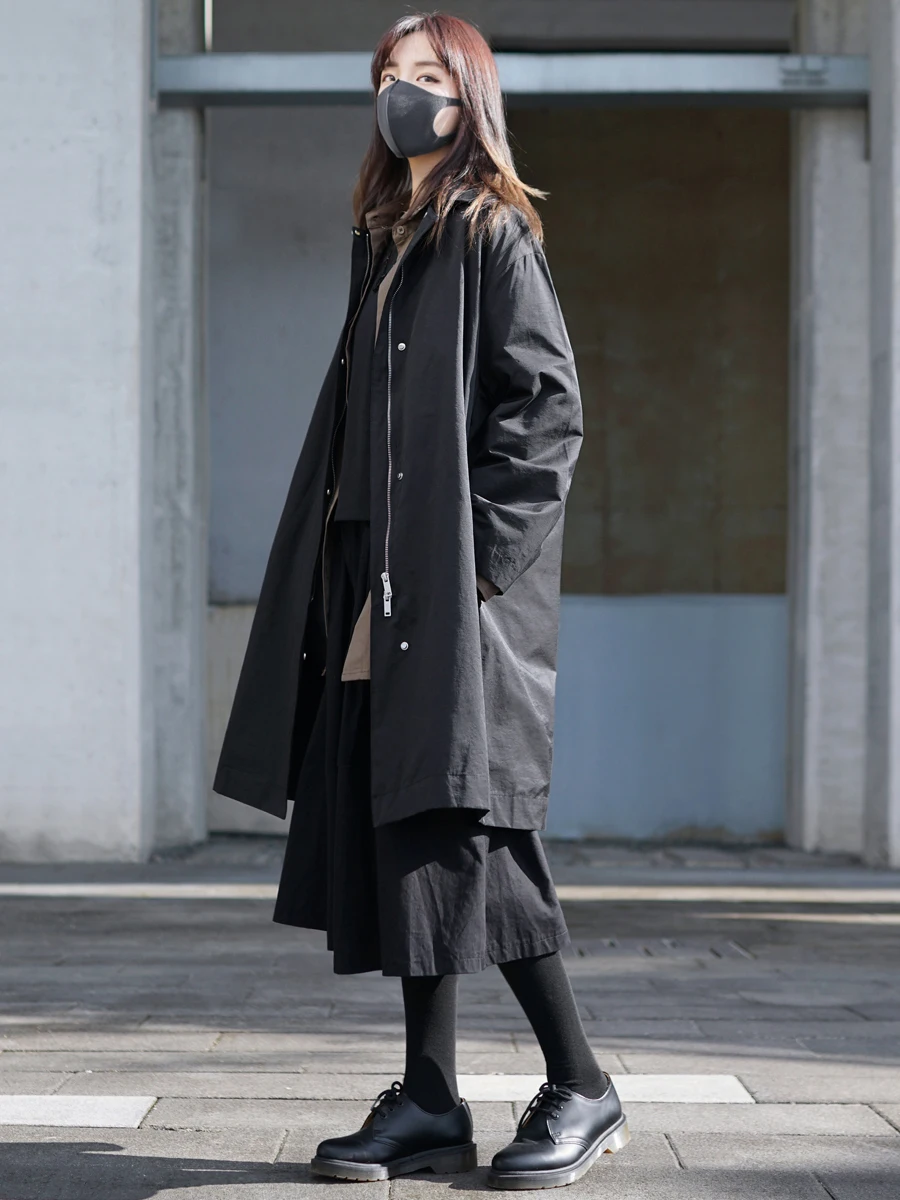 

Women'S Long Oversize Trench Coat Femininas Notch Lapel Detail Windcheater Ankle-Length Larger Colour Festival Layers Attire