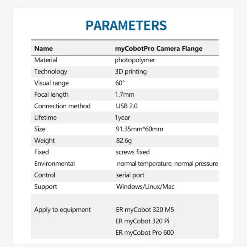 MyCobot Pro Camera Flange For MyCobot 320, MyCobot Pro 600