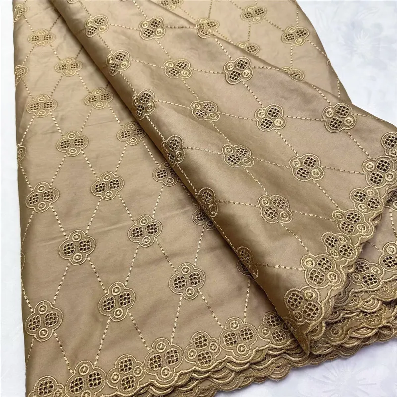 

5 ярдов, нигерийская 100% хлопок, польская атласная ткань для вышивки, высококачественная швейцарская вуаль, кружевной материал для мужчин, стиль Дубая 14L362002