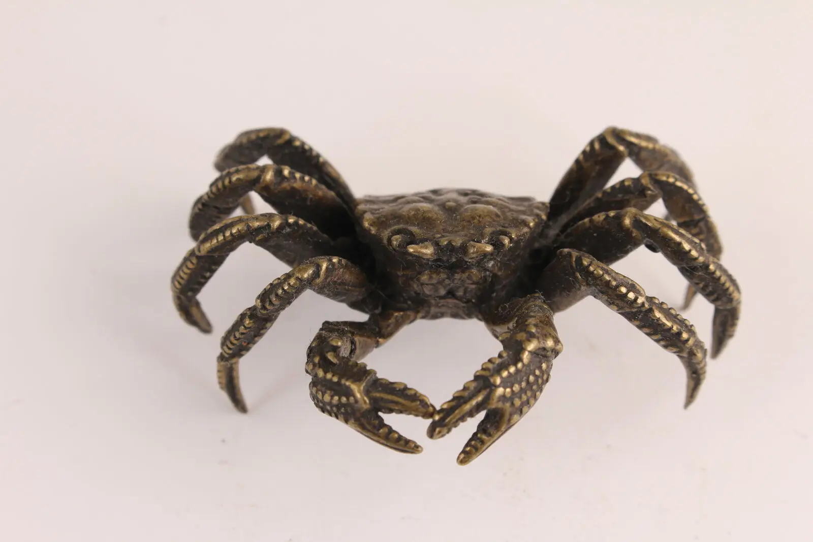 Rare Collection chinese bronze crab statue home decor tea pet fortune