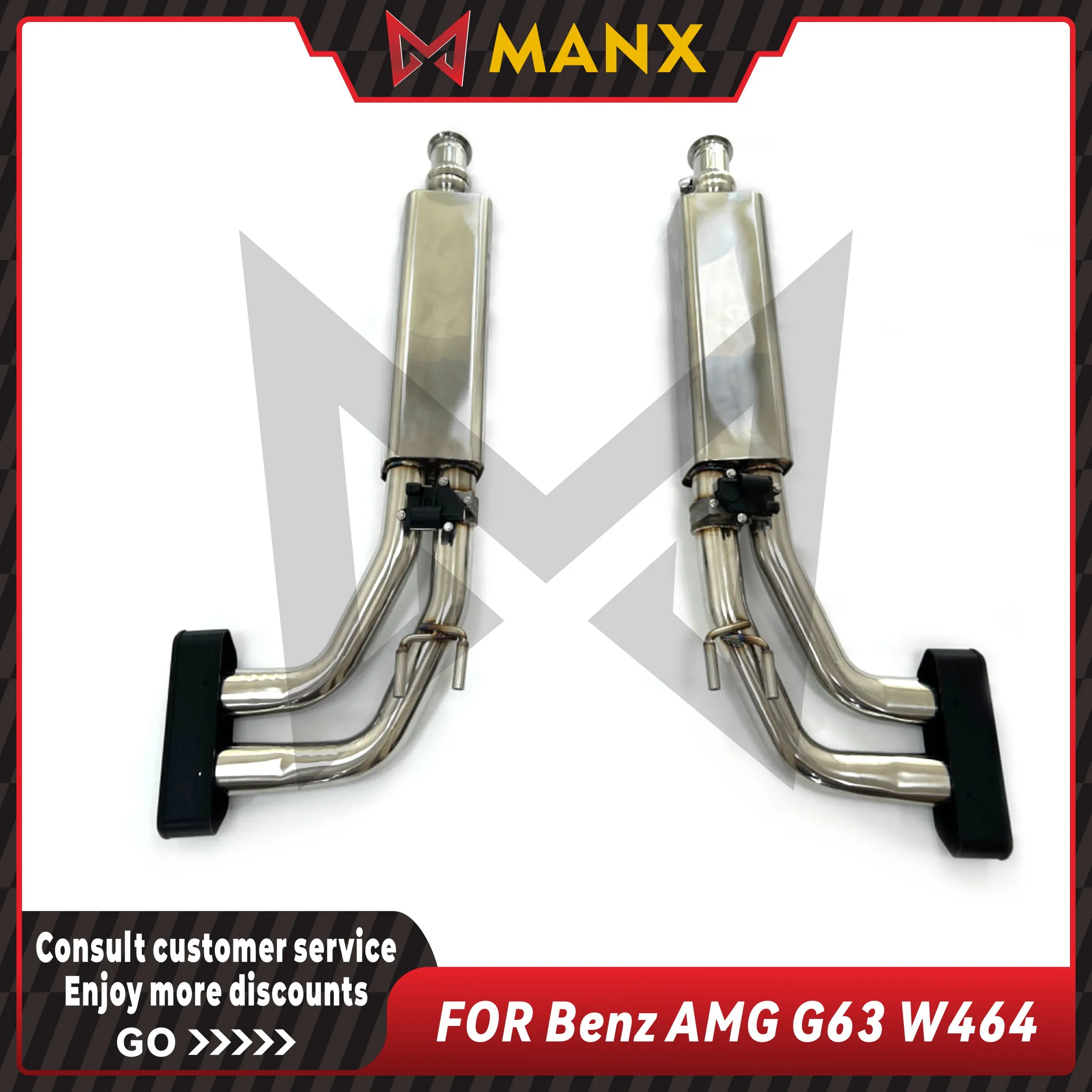 

Выхлоп с клапаном Cat-Back для выхлопной системы Mercedes Benz AMG G63 W464 с дистанционным управлением, тихий и спортивный режим, агрессивный звук