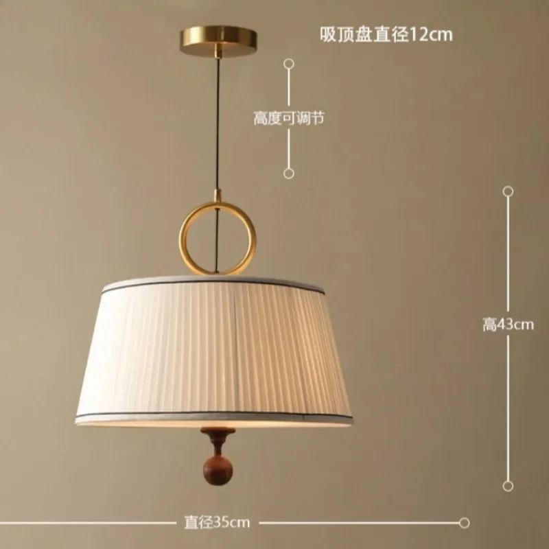 Vintage Pleated Fabric Pendant Light Ring Hanging Lamp  Modern Ceiling Chandelier Dining Room Bedroom Kitchen Island