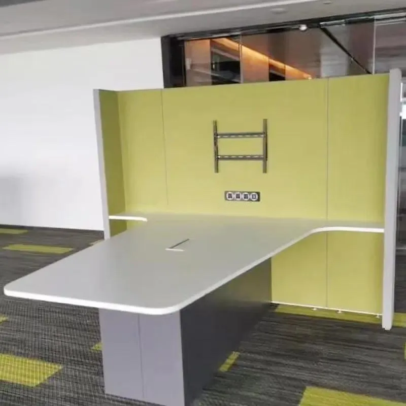 for Office partition sitting area soundproof wall with TV background wall and desk