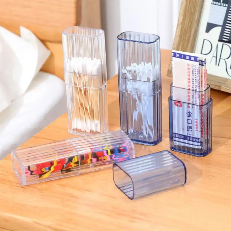 Portable Transparent Mini Storage Box Travel Toothpick Cotton Swab Box Simple Small Object Band-aid Classification Finishing Box
