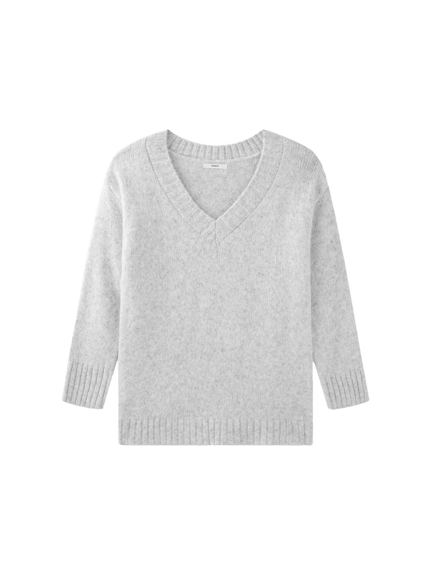 

Женский свитер Yescci Premium с V-образным вырезом и длинными рукавами, осенняя новинка, комфортный, теплый, утолщенный вязаный топ