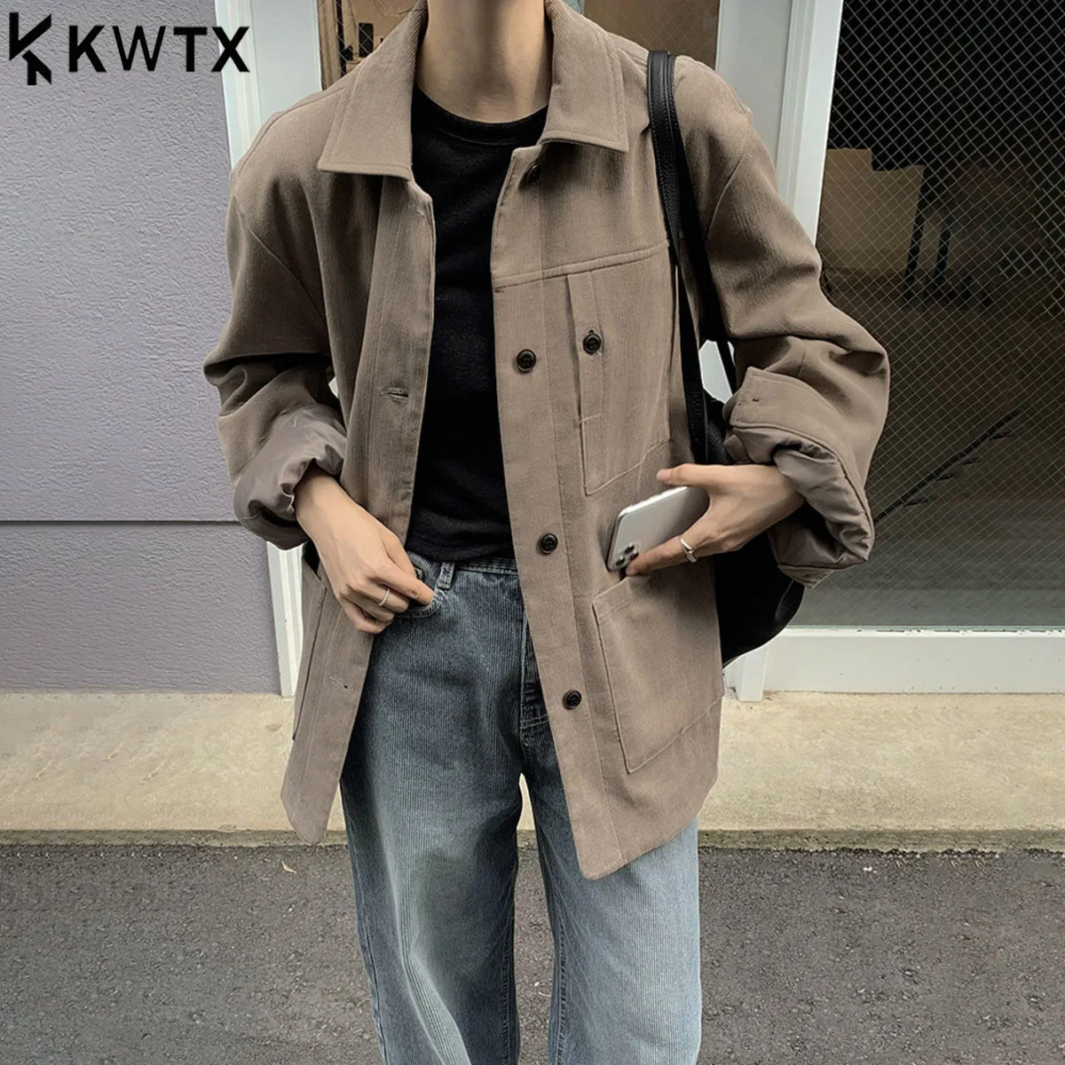 

KWTX Womens Corduroy Jacket Single Breasted Solid Color Vintage Design 2025 New Autumn Winter Coat Casual High-Quality Outerwear