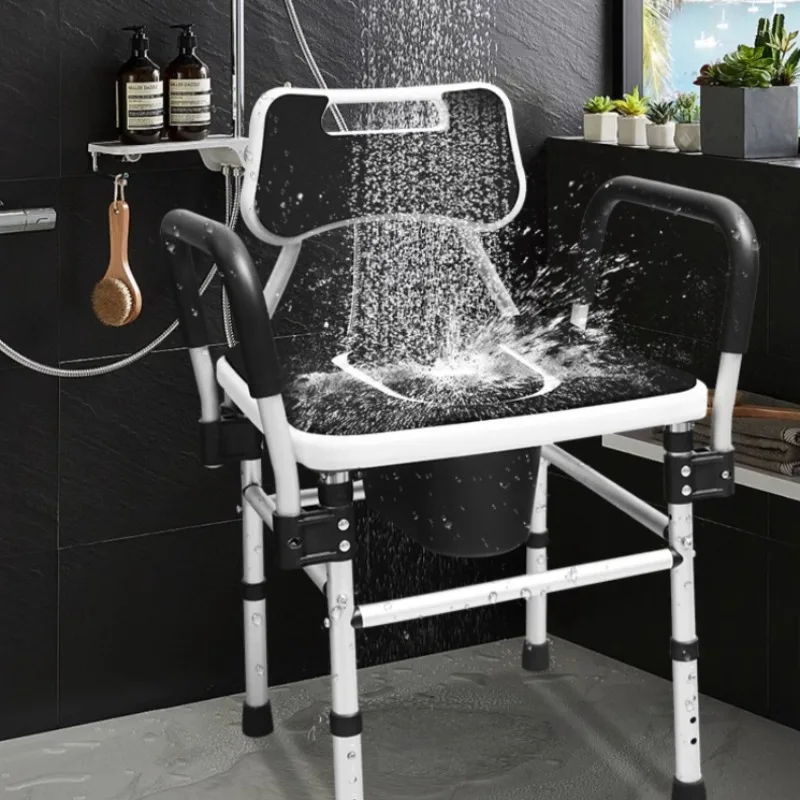 Backrest Elderly Shower Chairs Bathroom Scaffolding Non Slip Chair Toilet Seat Adult Bath Furniture for Home Mobility Commode