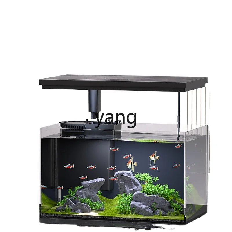 Yjq Smart Fish Tank Living Room Small Medium Household Ecological Desktop Super White Glass Lazy Landscape Aquarium