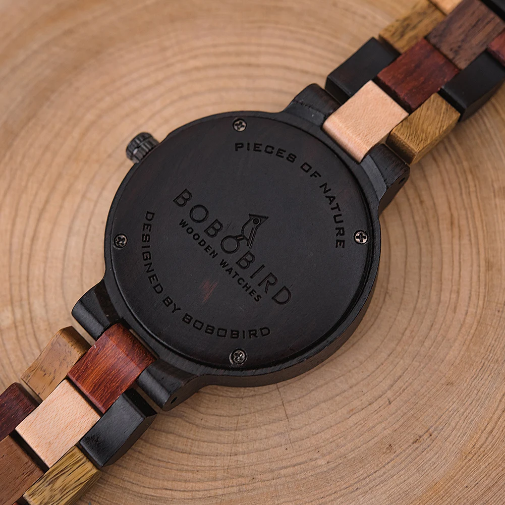 BOBO BIRD-relojes de madera de cuarzo para parejas, reloj de pulsera con pantalla luminosa, con fecha y semana, colorido, regalo de boda