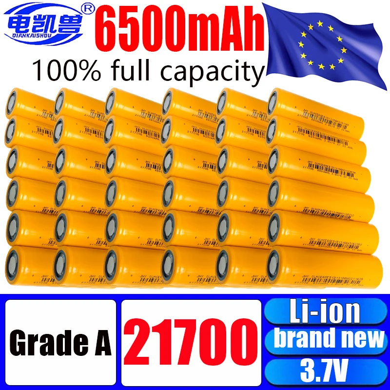 1-100pcs New Grade A 1200 Cycles 21700 6500mAh 3.7V Lithium Battery 3C INR21700 5000mAh High Capacity Power Rechargeable Battery