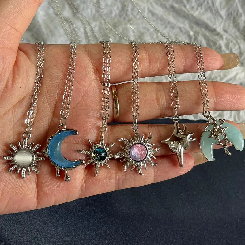 جديد فضي اللون زوج من القلائد النجوم مزدوجة الصداقة السماوية قلادة سلسلة طويلة أفضل الهدايا للرجال والنساء #1