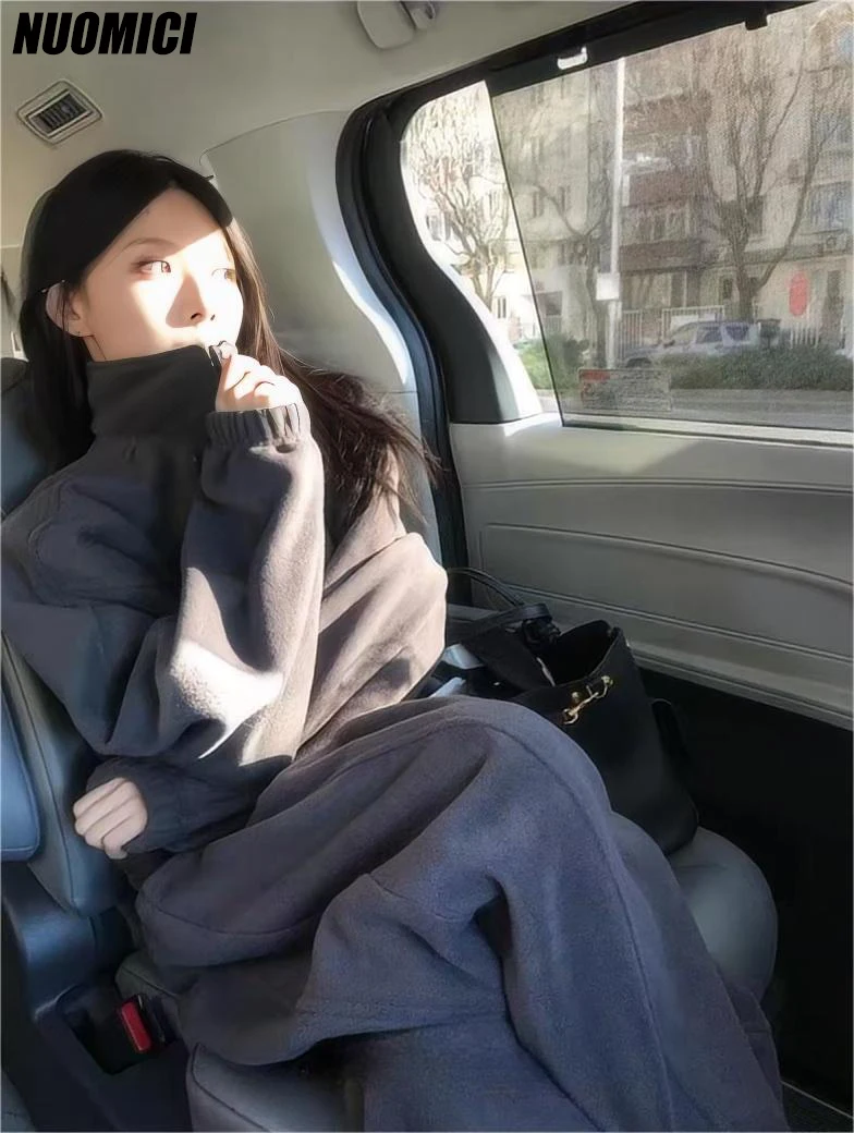 

NUOMICI K-Fashion повседневная женская одежда зимняя свободная мягкая теплая толстовка спортивные штаны женский новый комплект из двух предметов верхняя одежда куртка