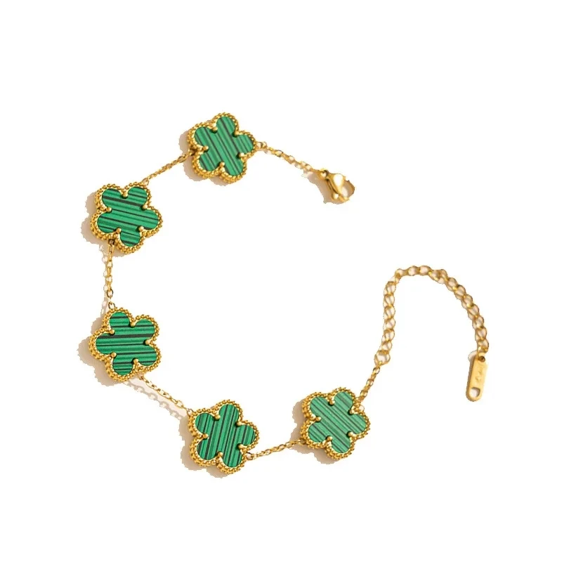 1Pc Trendy Five Leaf Flower Bracelet Copper Zircon For Woman On Party Wedding Fashion Cute Style With Colorful Adjustable Chain image 4