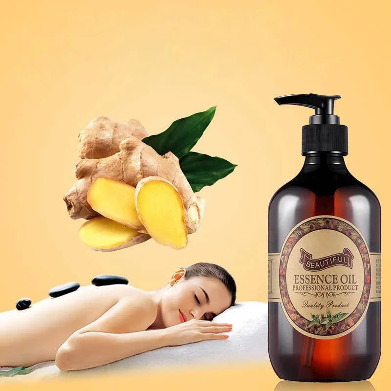 

500ml Ginger Heat Massage Essential Oil Whole Body Heat Push To Take Cold Tongluo Scraping Body Oil Promote Metabolism