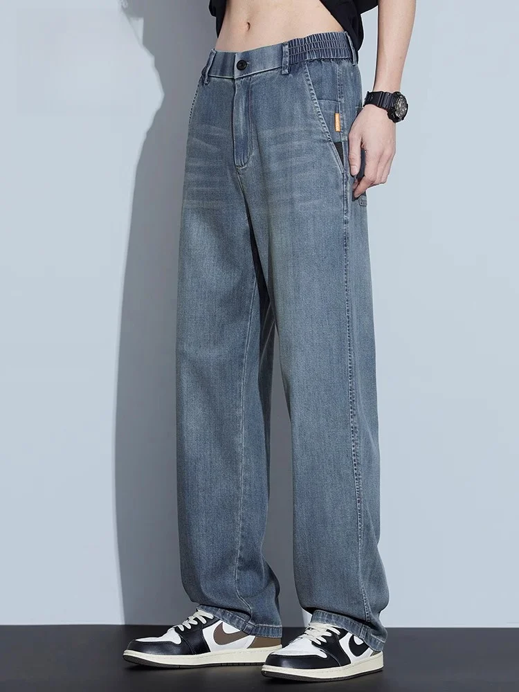 

Men's Summer Thin Straight Casual American Retro Long Jeans Loose Fit Comfortable Breathable Youthful Trendy