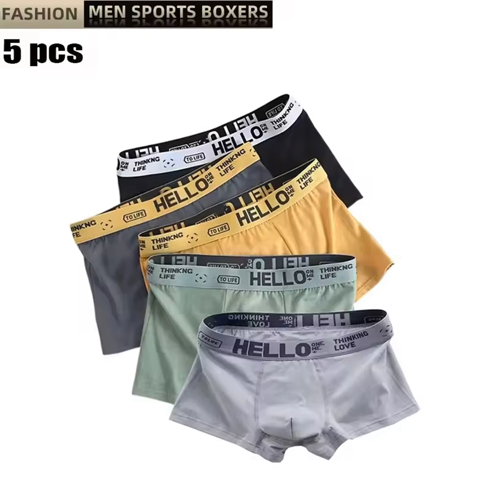 

5 PCS Men's Underwear Soft Comfortable Breathable Men's Boxers Shorts Casual Sports Fitness High-Quality Fashion Men's Panties