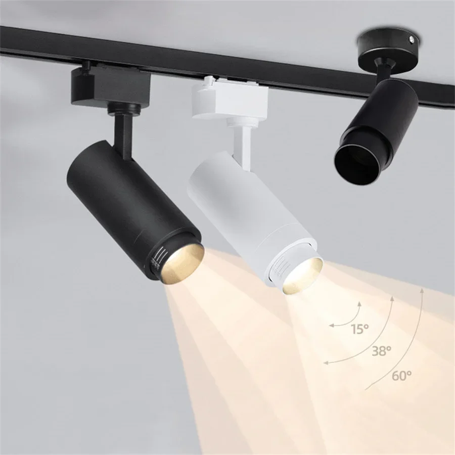 

7W 10W 20W 30W Zoomable LED Ceiling Track Light 15°-60° Adjustable Exhibition Picture Focus Track Rail Spotlight Track Lamp