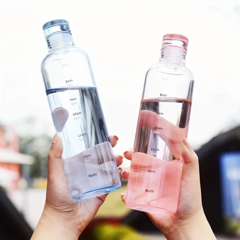 500ml Transparent Motorcycle Sports Water Bottle with Time - Marked Scale: Ideal for Outdoor Workouts