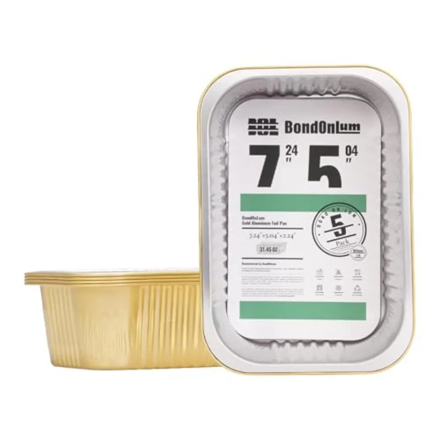 Aluminum Foil Pans, Heavy Duty Aluminum Pans, Disposable Aluminum Pans, Gold Foil Pans, Deep Container for Heating, Baking, Coo