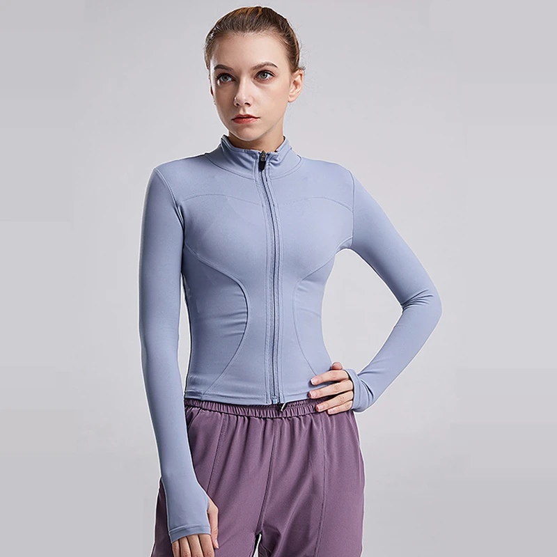 

Women Sport Jackets Zipper Long Sleeve Yoga Clothes Anti-UV Running Outerwear Slim Workout Gym Jacket Quick Dry Sportwear Female