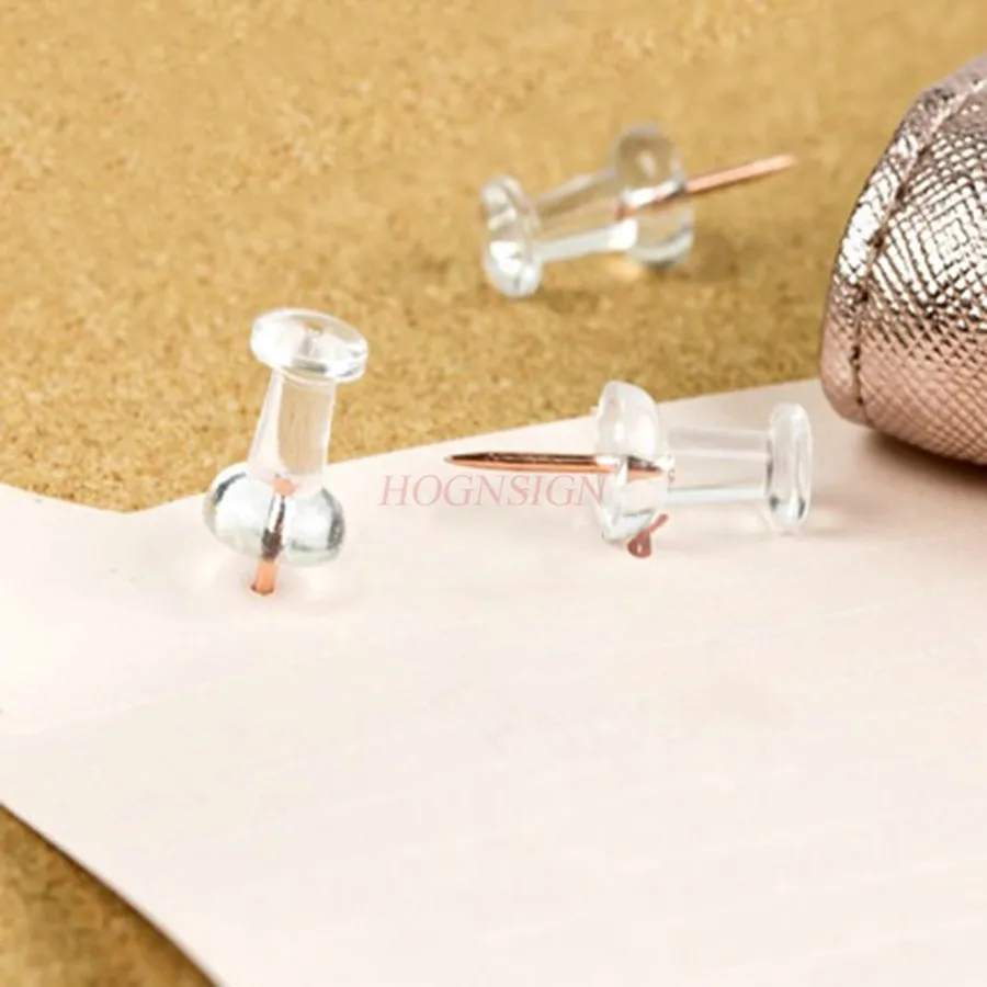 60pcs Rose gold picture nail, cute transparent plastic big head nail, felt wall photo, soft wood board wall nail