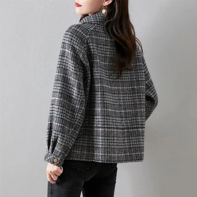 New Autumn/Winter Fashion Advanced Feel Loose Size Small Fragrance Style Polo Collar Woolen Women's Western Style Casual Coat