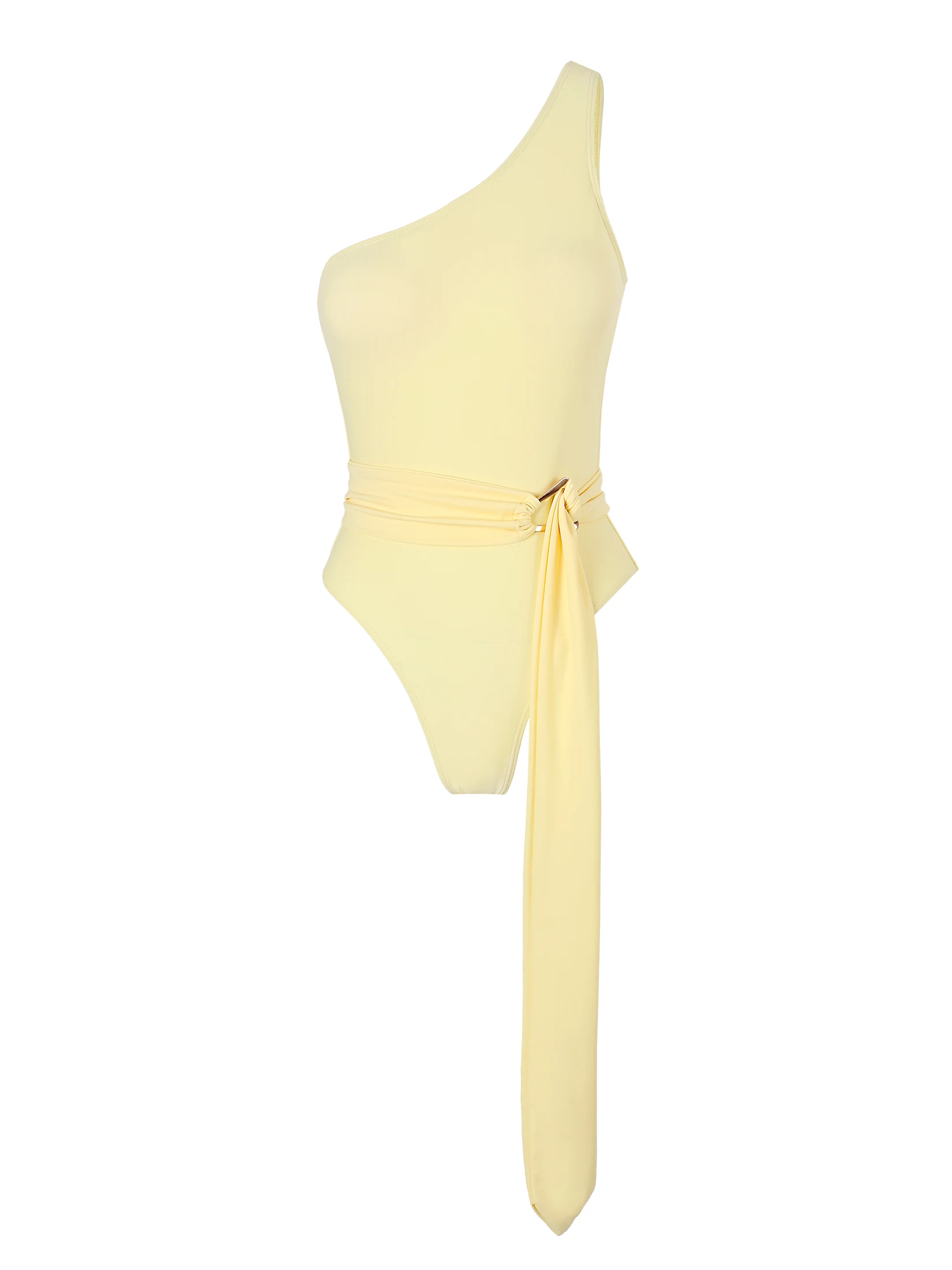 One Shoulder Swimwear Belted Monokini One Piece Swimsuit Elegant High Cut Bodysuit Sexy Beachwear Summer Vacation Party K353
