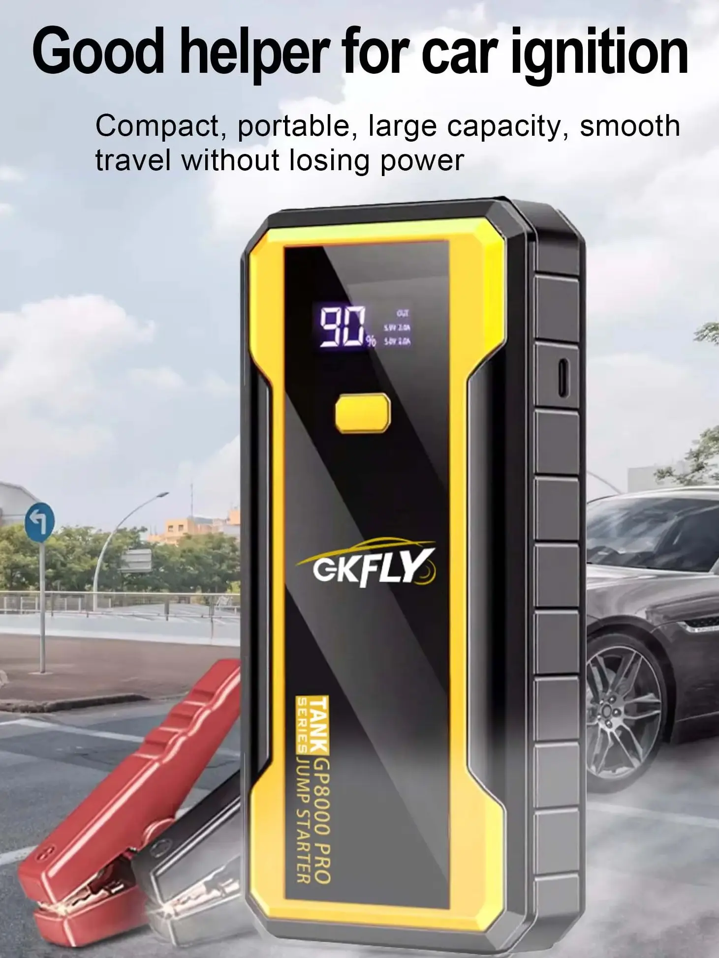 GKFLY 8000A Starthilfe-Powerbank 24000mAh Starthilfegerät Auto-Booster Externe Batterie 12V Startvorrichtung für Benzin Diesel Powerbank