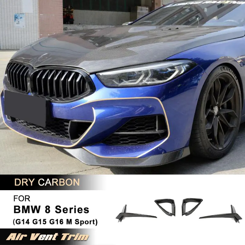 

Car Front Bumper Air Vent Trims for BMW 8 Series G14 G15 G16 M Sport 2D 4D 2019-2022 Front Fog Light Canards Prepreg Dry Carbon