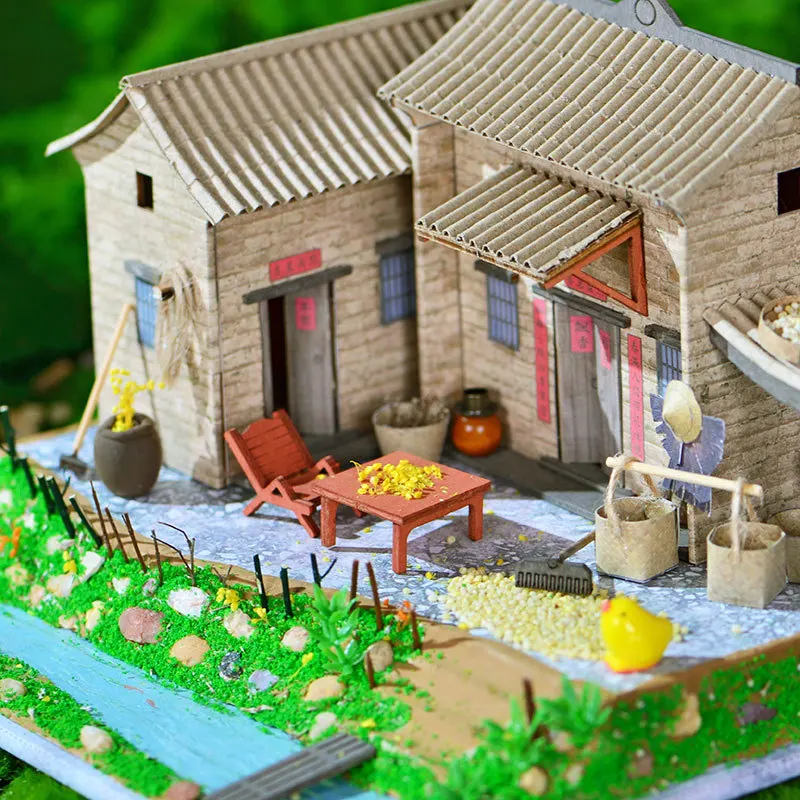 

OUZEY Wooden DIY Miniature House Kit Rustic Cottage Nature Cabin 3D Puzzle Dollhouse Craft Toy Room Decor for Teen Girls