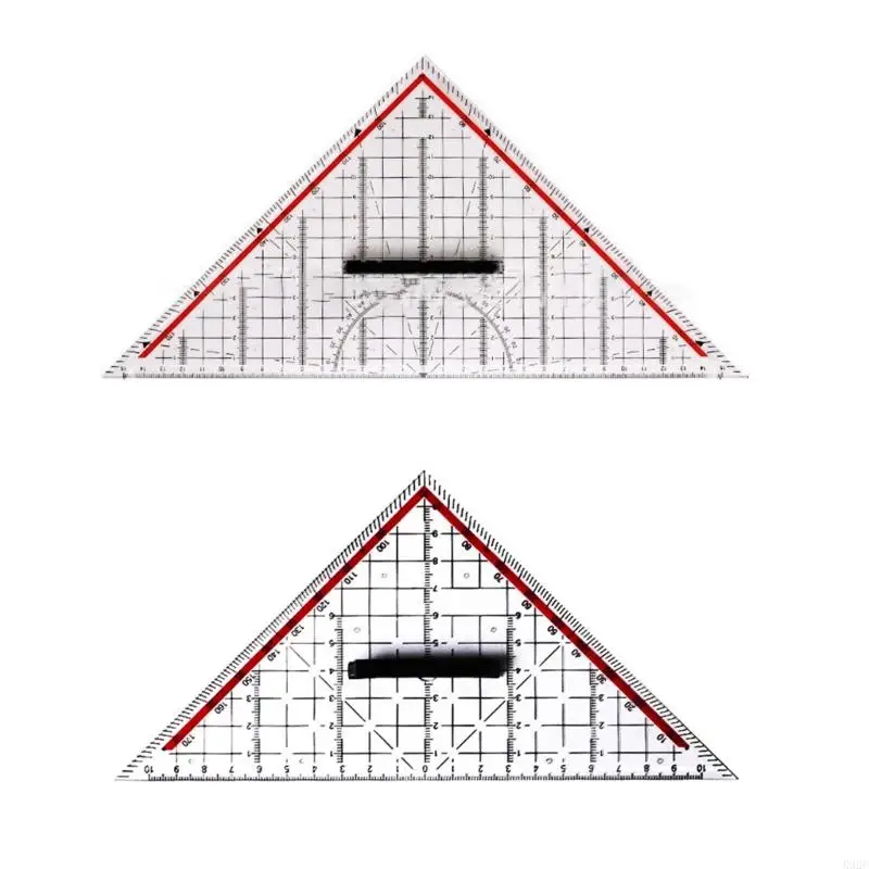 Clear Triangle Rulers Square Set with Handle Protractor Geometrys Measuring Tool