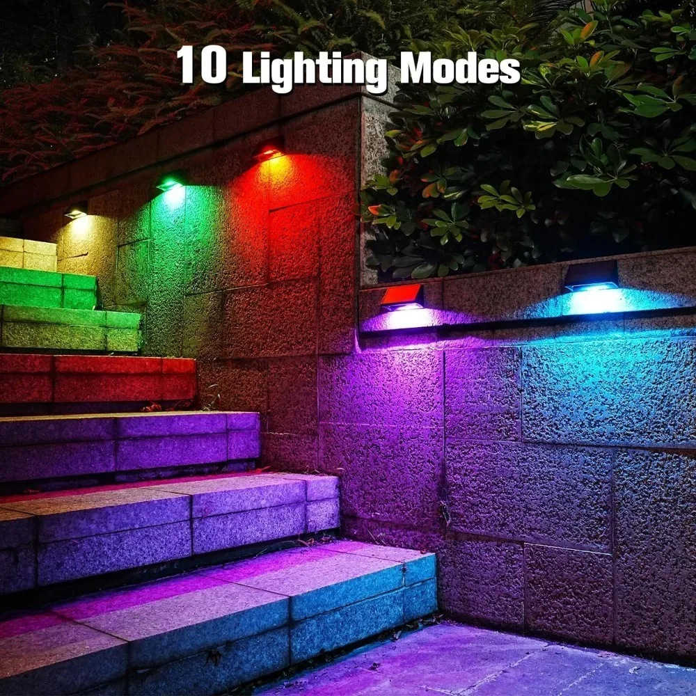 

solar outdoor light waterproof garden stair walk light 6Pack fence step multi-mode atmosphere decorate LED Outdoor solar lamp