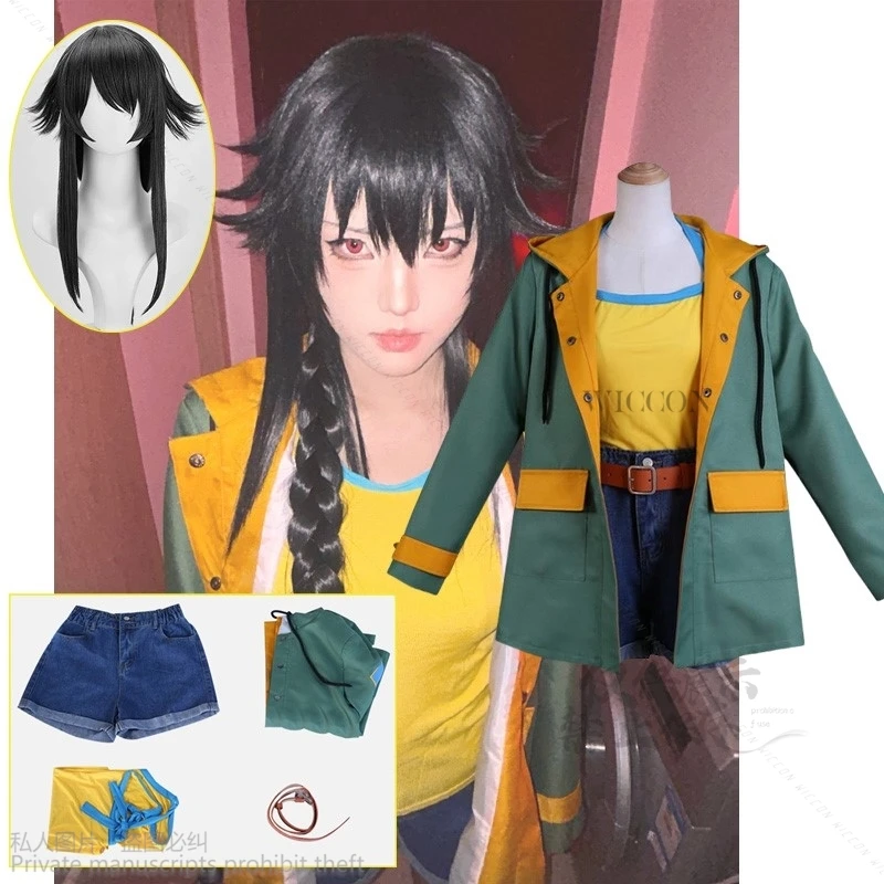 Anime Game Raging Loop Cosplay Serizawa Chiemi Costume Wig Women Outfits Halloween Carnival Party Suit Long Cute Wig Coat Pants