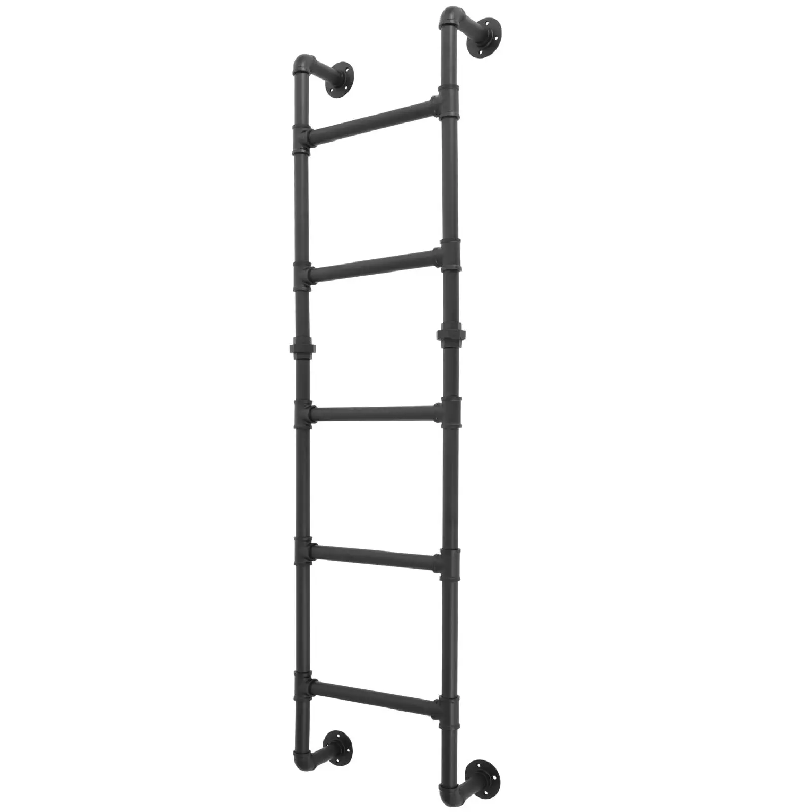 

Wall/Floor Mounted Bunk Bed Ladder, Basement Window Well Egress Ladder, Metal Step Ladder for Rv Attic Library (Black, 5 Steps)