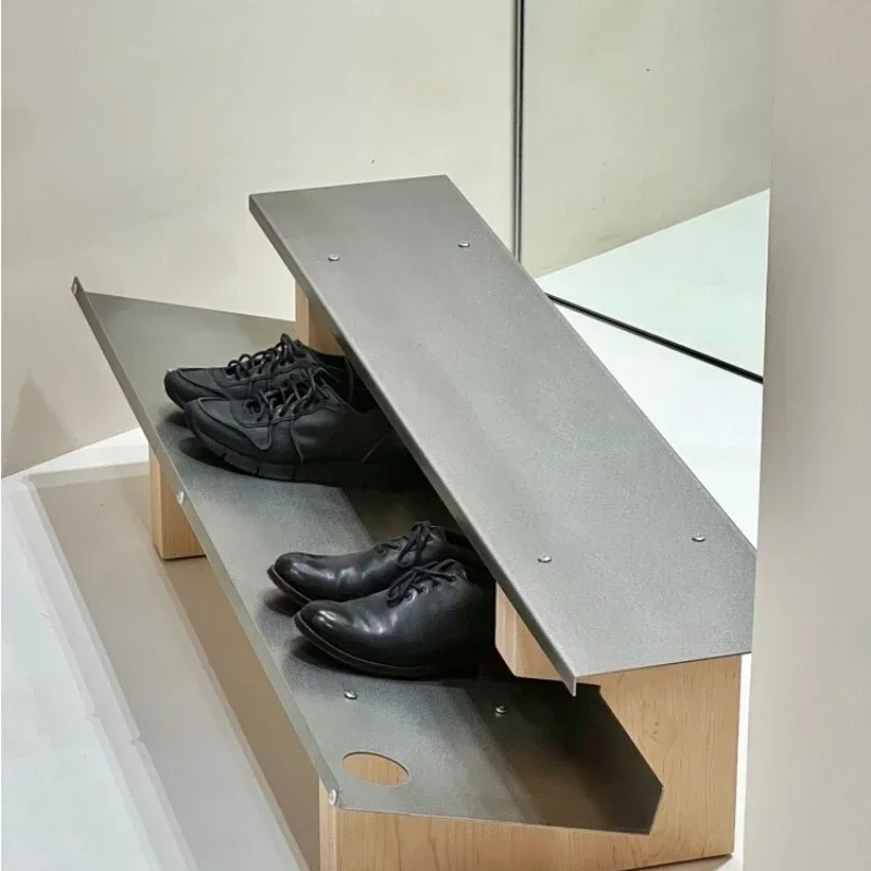 Hard maple [not in a hurry to change shoes bench] Solid wood stainless steel bench, shoe rack, entrance foyer