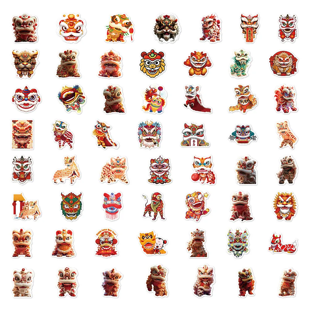 10/30/50 Uds pegatinas de estilo chino Cool Lion Dance pegatina decoración álbum de recortes equipaje portátil guitarra bicicleta monopatín calcomanías juguete