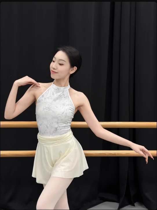 Balletshorts voor dames Hoge taille Dubbellaags Yoga Rok Korte broek Meisjes Skate Gymnastiek Zachte mesh Dansculottes