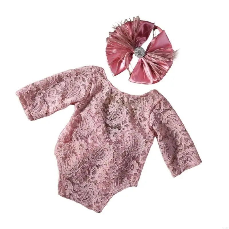 W3JF Bellissimo pizzo piuma abito da bambino per bambini per immagini indimenticabili