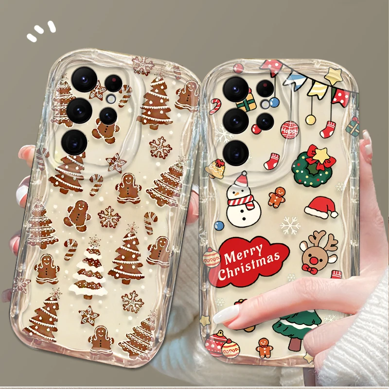 Christmas Tree Biscuit Soft Case For Samsung Galaxy S24 Ultra S23 S22 Plus S21 S20 FE A25 A55 A35 A15 A16 A05 A05S A06 Wave Etui