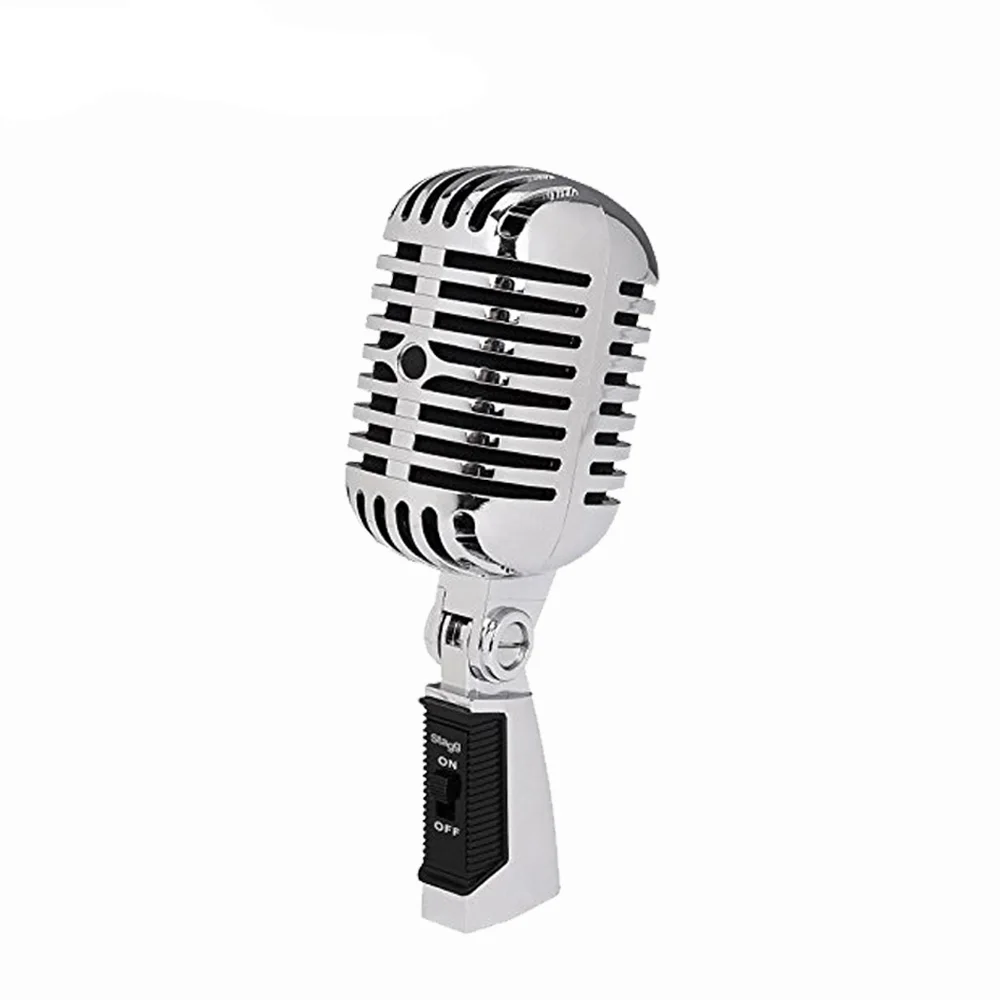 ميكروفون كلاسيكي سلكي عتيق احترافي ذو نوعية جيدة ملف متحرك ديناميكي مايك ديلوكس معدني صوتي الطراز القديم Ktv ميكروفون مايك