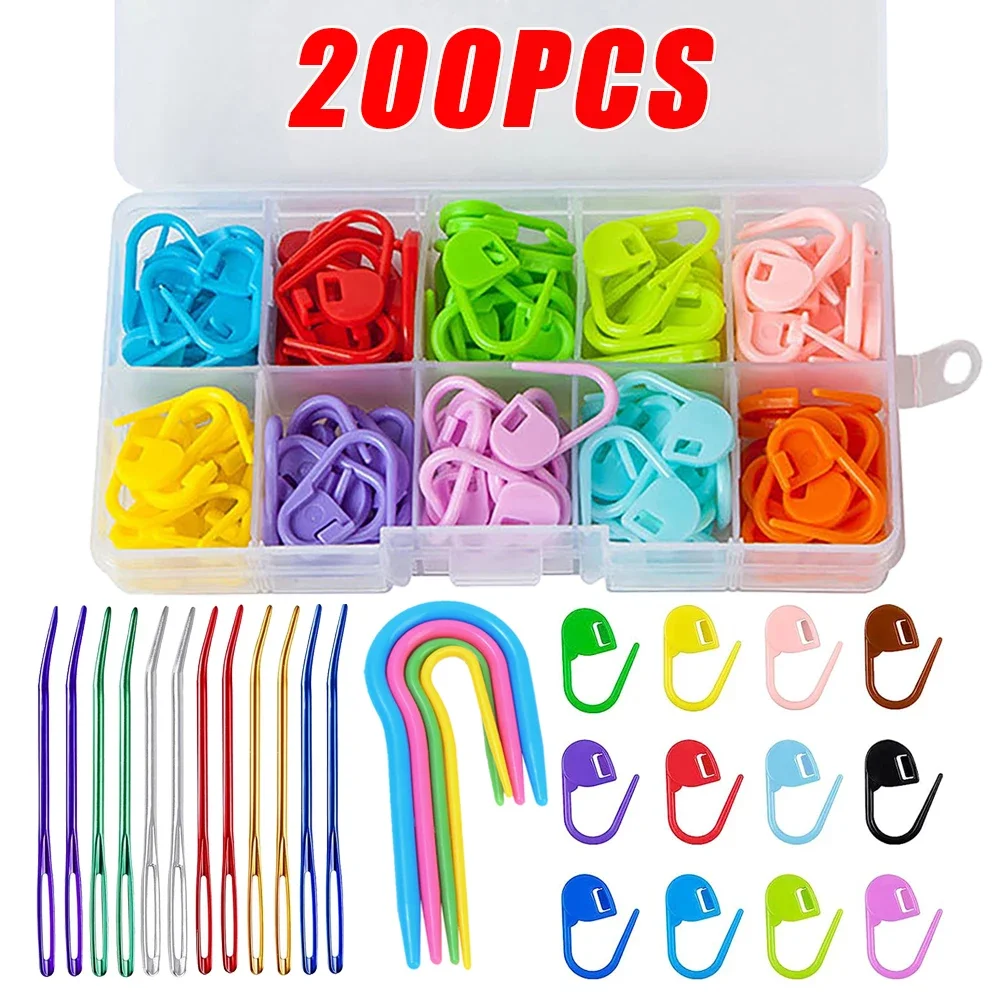 200/1Pcs Multicolor Plastic Resin Small Clips Knitting Crochet Markers Locking Stitch Needle Clip Marking Rings DIY Sewing Tools