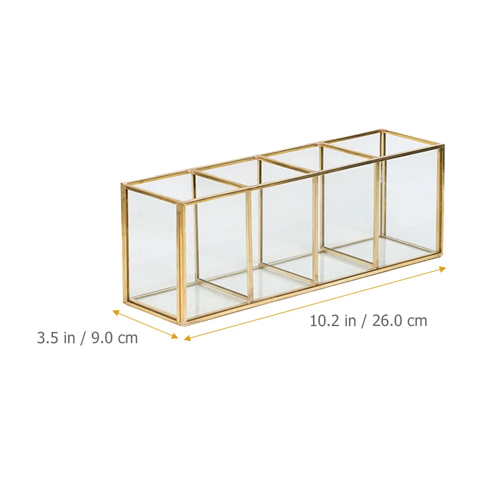 منظم مكياج زجاجي، تنظيف قوي لمنطقة الغرور، سهل التنظيم، طاولة تزيين المكتب، حامل أقلام الرصاص #2